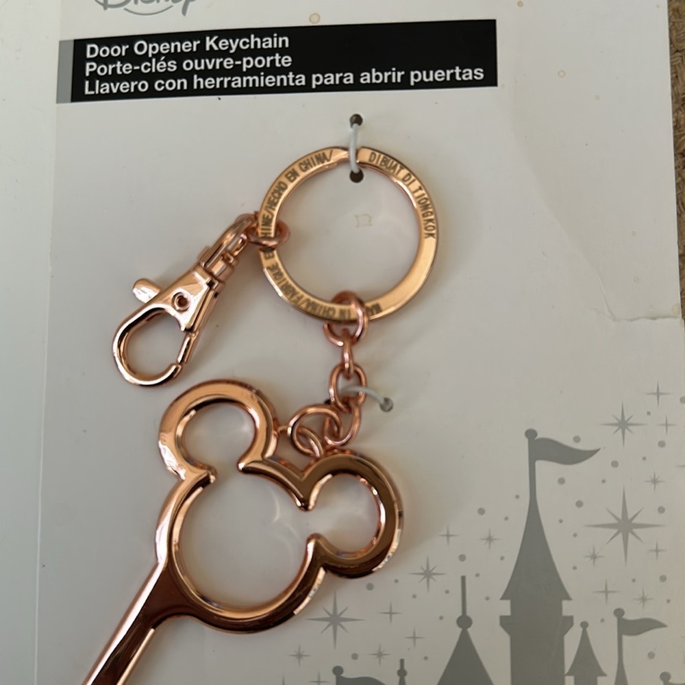 DISNEY PARKS MICKEY ROSE GOLD DOOR OPENER KEYCHAIN - Picture 4 of 4